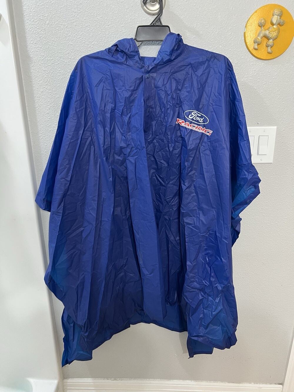 Ford Racing Blue Hooded Rain Poncho Adult Unisex With Storage Bag